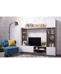 Mobile tv "torino" rovere e bianco, 204x35x174,5 cm